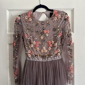 Needle & Thread Sz 2 open back long sleeve dress. Lilac